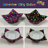 Soup Bowl Cozy - Colourful Spots on Purple and Black Soup Bowl Cozy - Colourful Spots on Purple and Black
